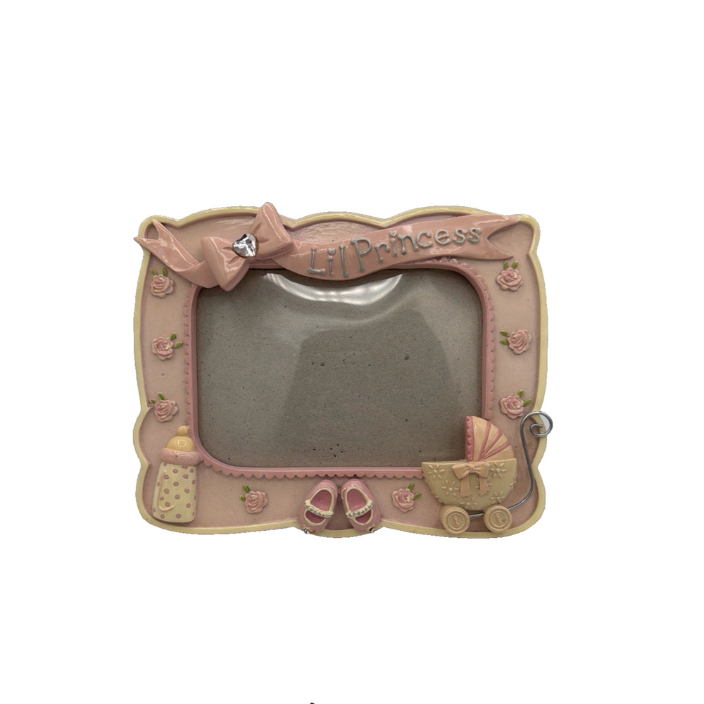 Vintage Picture Frame Resin Baby Girl Nursery Princess Bows Cottagecore Rose 90s